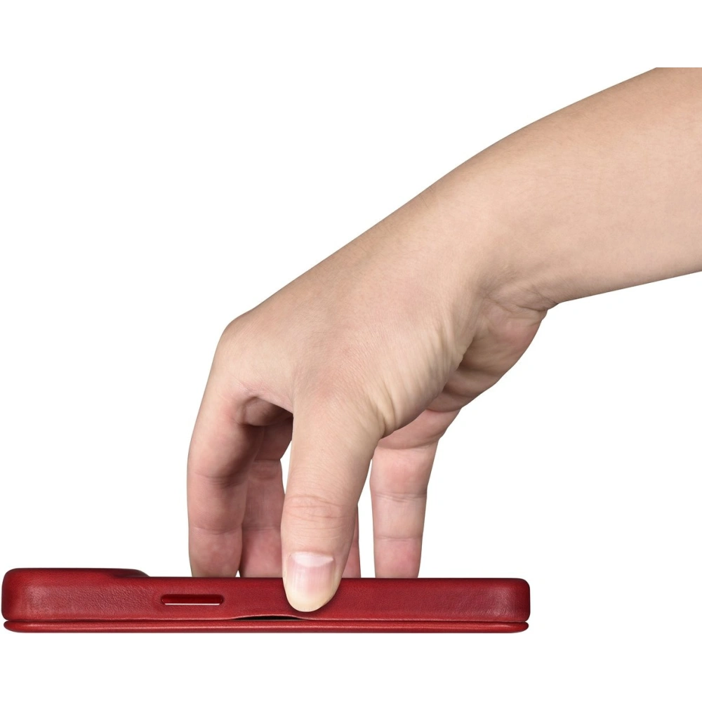 Etui iCarer CE Oil Wax Premium Leather Folio MagSafe Apple iPhone 14 Plus / 15 Plus czerwony