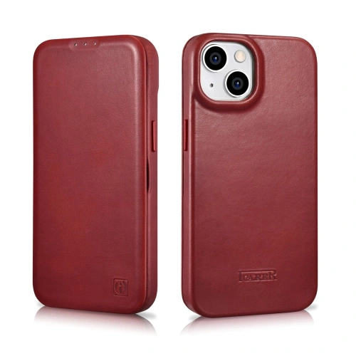 Buy iCarer CE Oil Wax Premium Leather Folio MagSafe Apple iPhone 14 Plus / 15 Plus red - ICR392 - {ean13} - Home Screen Store Europe