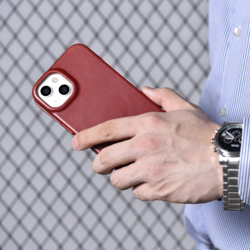 Kup Case iCarer CE Oil Wax Premium Leather Folio MagSafe Apple iPhone 14 Plus / 15 Plus rot - ICR392 - {ean13} - Sklep Home Screen