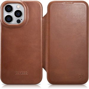 Kup Etui iCarer CE Oil Wax Premium Leather Folio MagSafe Apple iPhone 14 Pro Max brązowy - ICR394 - {ean13} - Sklep Home Screen