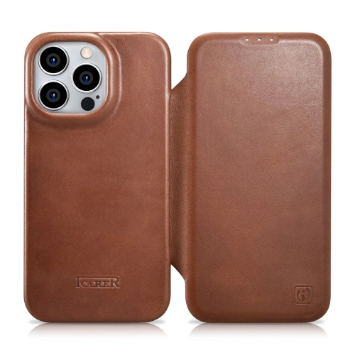 Kup Etui iCarer CE Oil Wax Premium Leather Folio MagSafe Apple iPhone 14 Pro Max hnědá - ICR394 - {ean13} - Sklep Home Screen