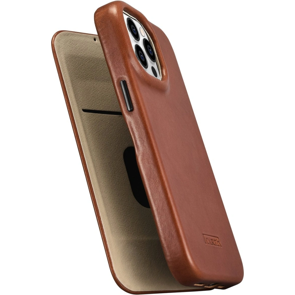 Etui iCarer CE Oil Wax Premium Leather Folio MagSafe Apple iPhone 14 Pro Max brązowy