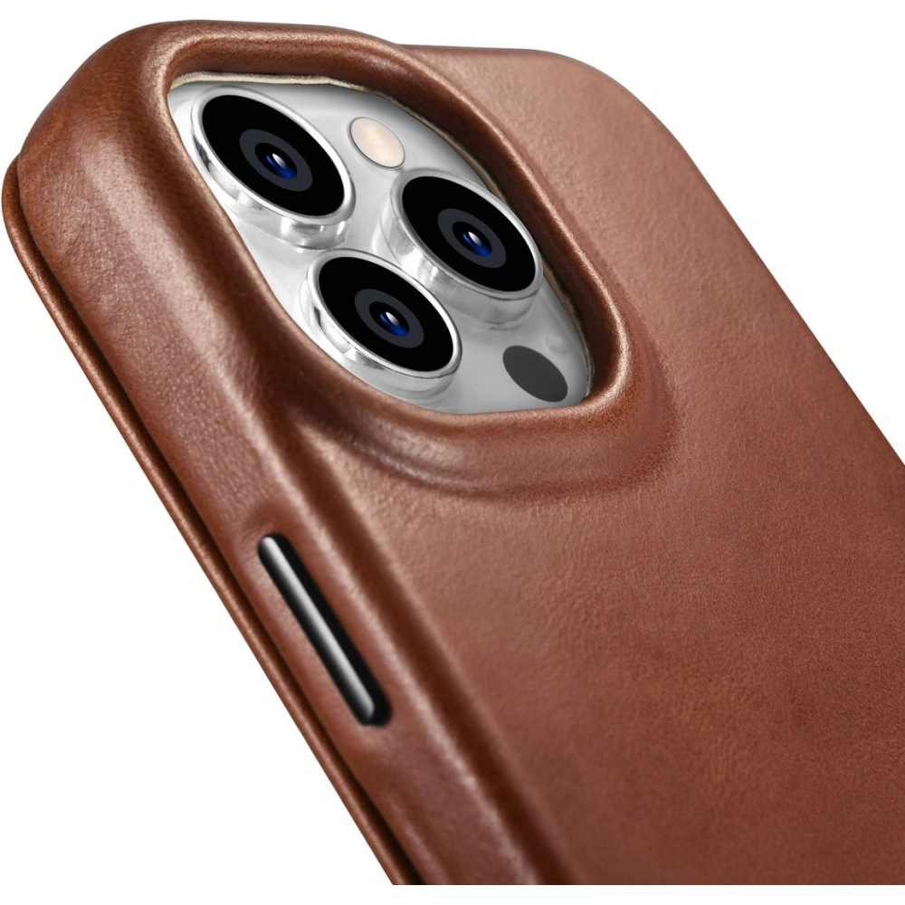 Etui iCarer CE Oil Wax Premium Leather Folio MagSafe Apple iPhone 14 Pro Max brązowy