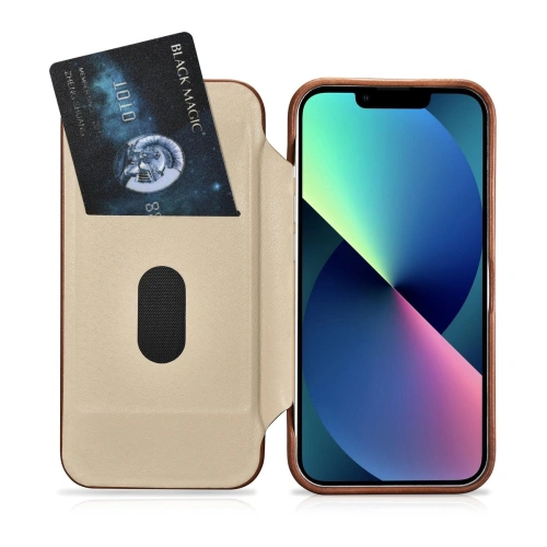 Kup Etui iCarer CE Oil Wax Premium Leather Folio MagSafe Apple iPhone 14 Pro Max hnědá - ICR394 - {ean13} - Sklep Home Screen