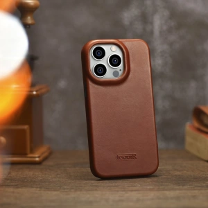 Kup Etui iCarer CE Oil Wax Premium Leather Folio MagSafe Apple iPhone 14 Pro Max brązowy - ICR394 - {ean13} - Sklep Home Screen