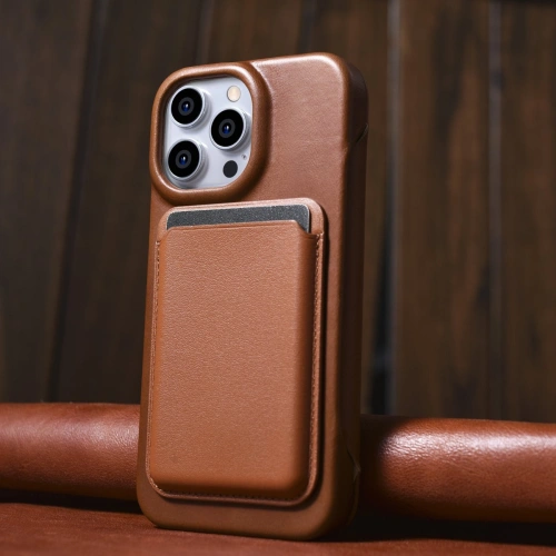 Kup Etui iCarer CE Oil Wax Premium Leather Folio MagSafe Apple iPhone 14 Pro Max hnědá - ICR394 - {ean13} - Sklep Home Screen