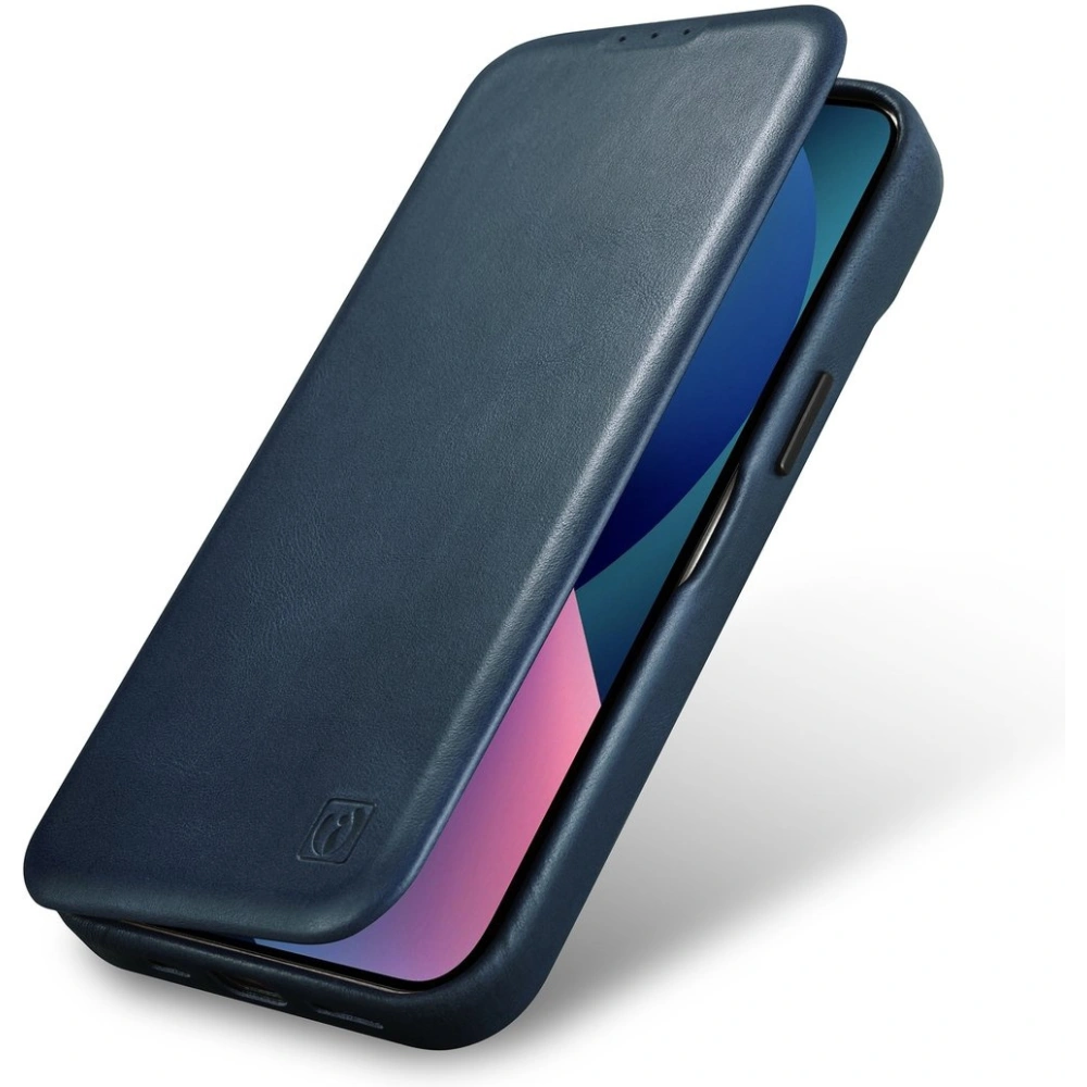 Etui iCarer CE Oil Wax Premium Leather Folio MagSafe Apple iPhone 14 Pro Max niebieski