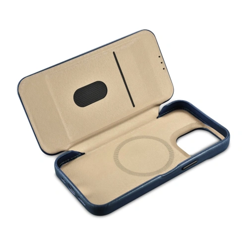 Kup Case iCarer CE Öl Wachs Premium Leder Folio MagSafe Apple iPhone 14 Pro Max blau - ICR395 - {ean13} - Sklep Home Screen
