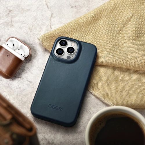 Kup Case iCarer CE Öl Wachs Premium Leder Folio MagSafe Apple iPhone 14 Pro Max blau - ICR395 - {ean13} - Sklep Home Screen