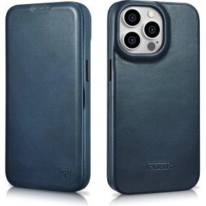 Kup Case iCarer CE Öl Wachs Premium Leder Folio MagSafe Apple iPhone 14 Pro Max blau - ICR395 - {ean13} - Sklep Home Screen