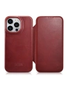 iCarer CE Oil Wax Premium Leather Folio MagSafe Apple iPhone 14 Pro Max red