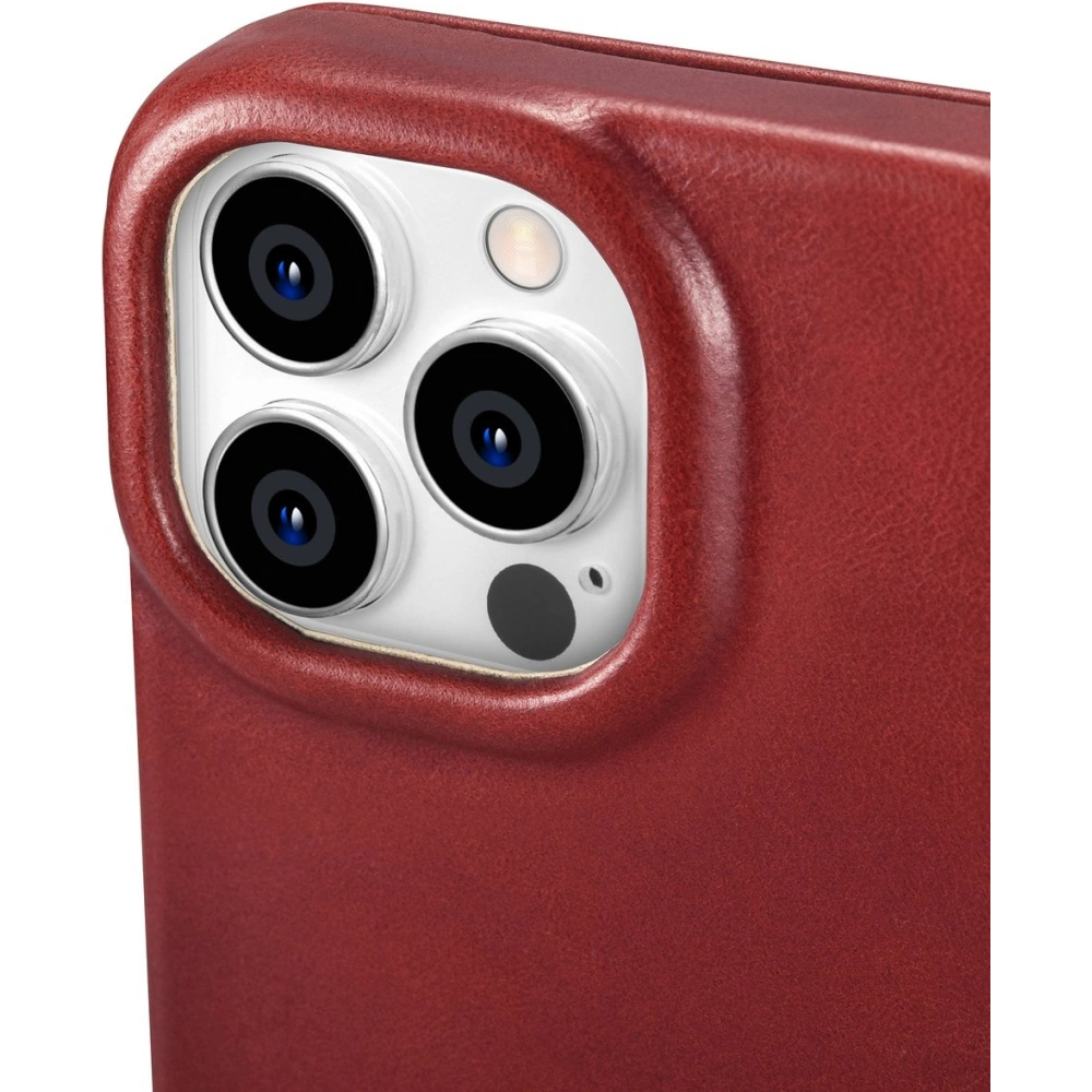 Etui iCarer CE Oil Wax Premium Leather Folio MagSafe Apple iPhone 14 Pro Max czerwony