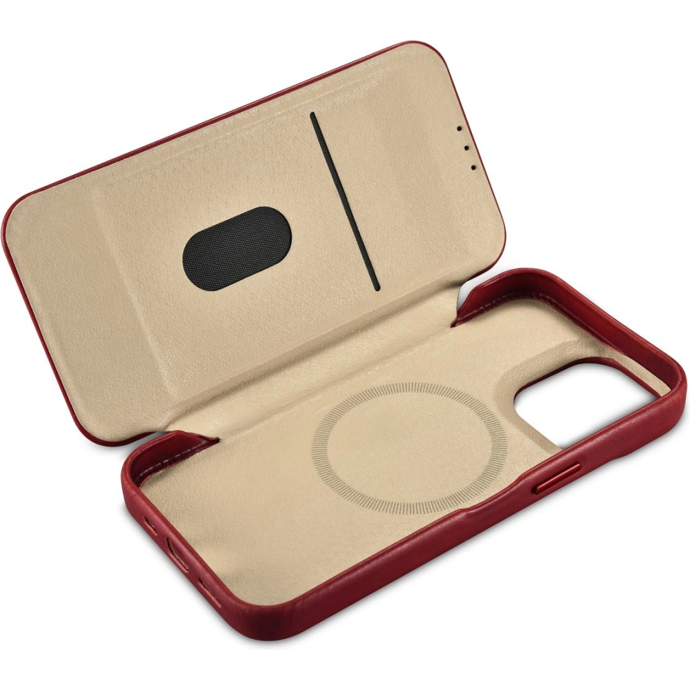Etui iCarer CE Oil Wax Premium Leather Folio MagSafe Apple iPhone 14 Pro Max czerwony