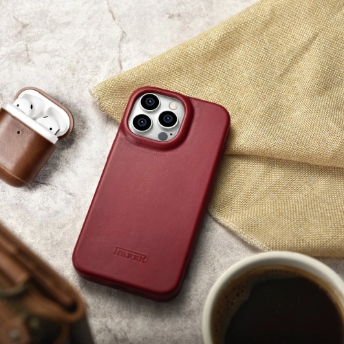Kup Husă iCarer CE Oil Wax Premium Leather Folio MagSafe Apple iPhone 14 Pro Max roșu - ICR396 - {ean13} - Sklep Home Screen
