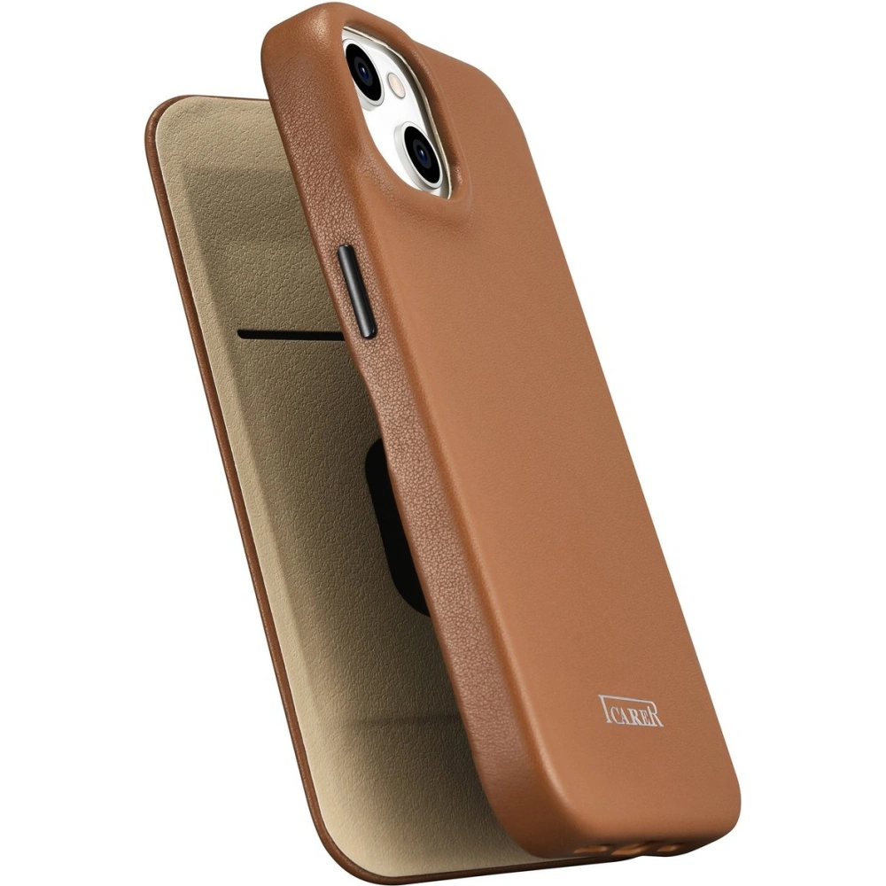 Etui iCarer CE Premium Leather Folio MagSafe Apple iPhone 14 brązowy