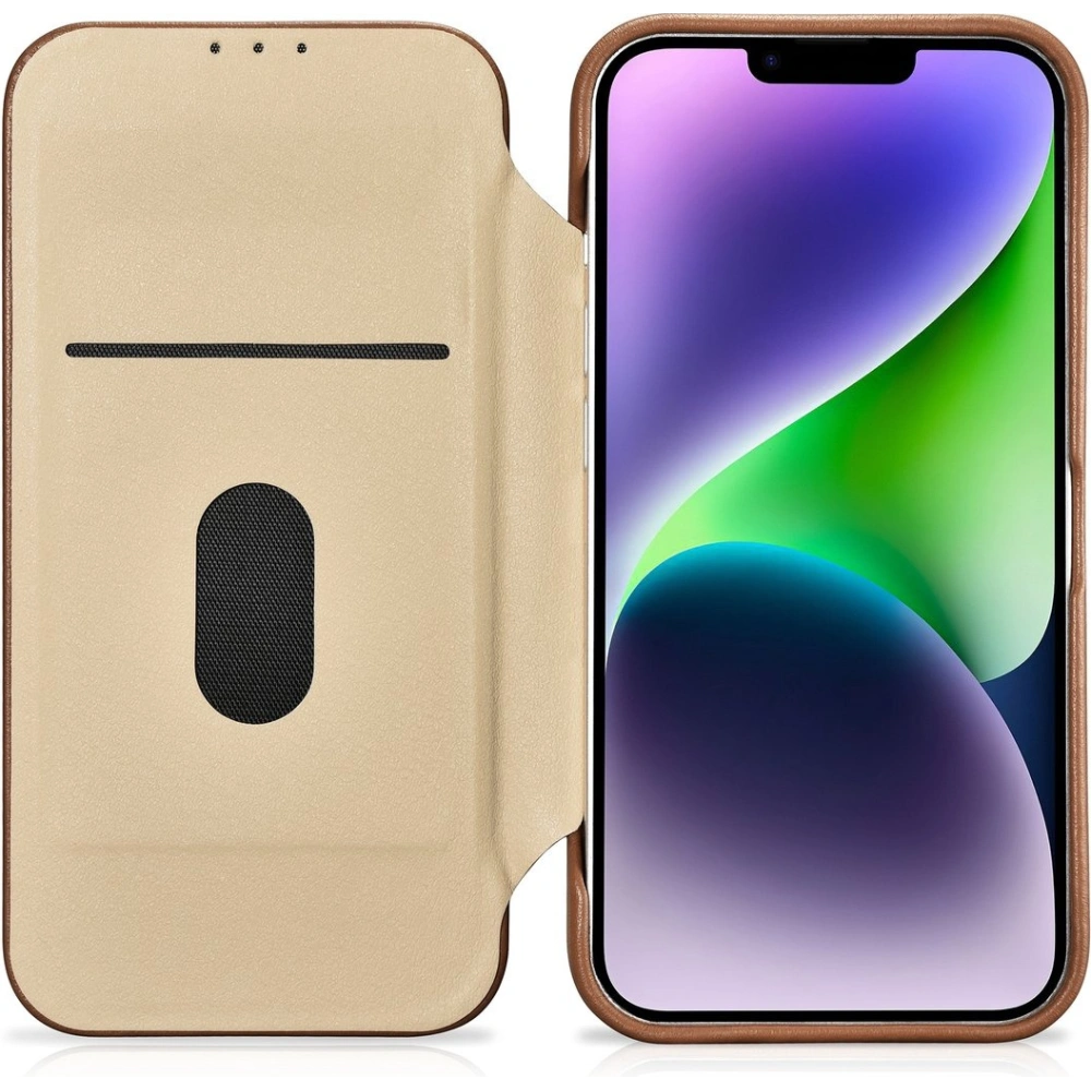 Etui iCarer CE Premium Leather Folio MagSafe Apple iPhone 14 brązowy