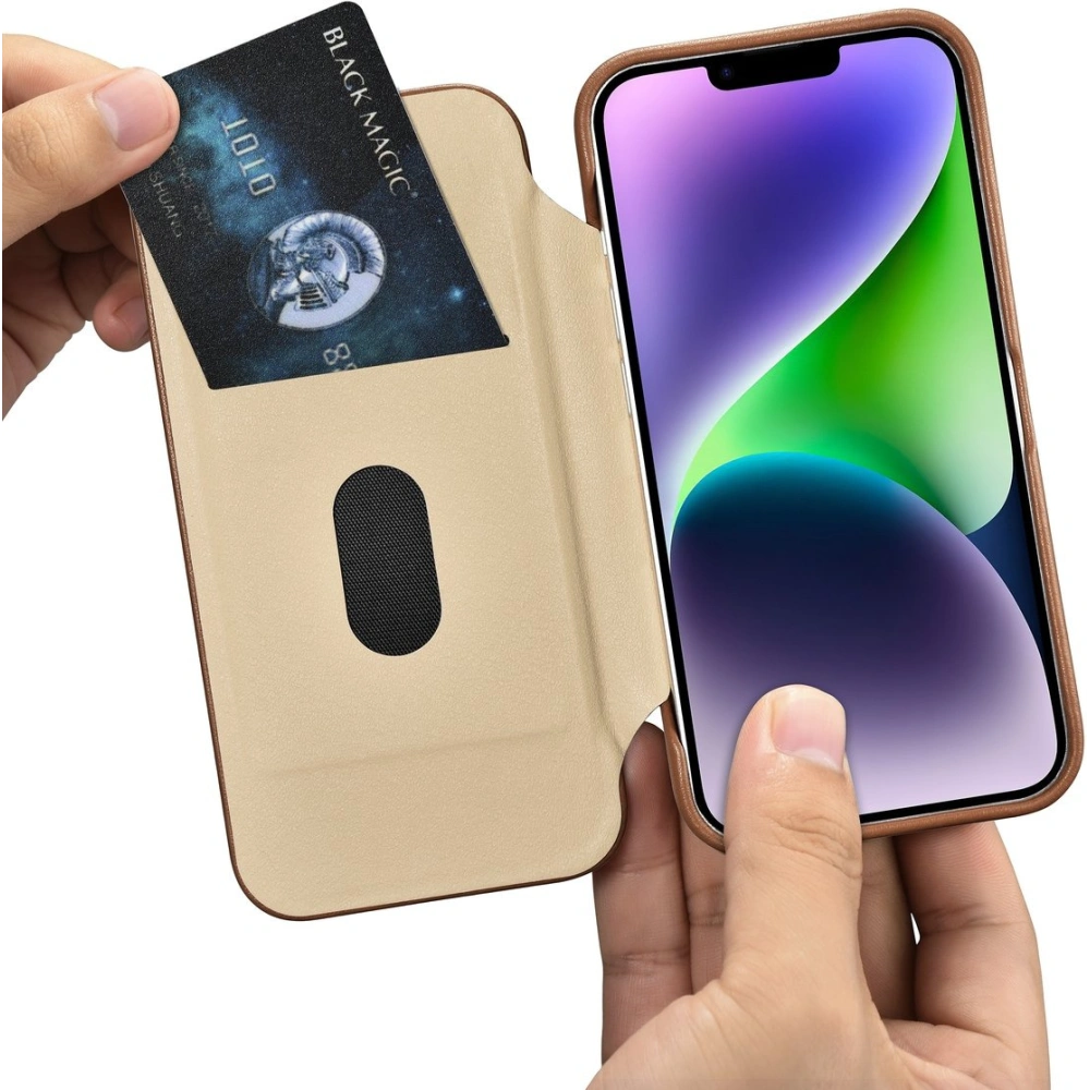 Etui iCarer CE Premium Leather Folio MagSafe Apple iPhone 14 brązowy