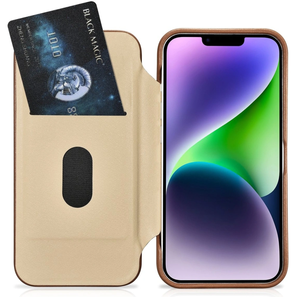Etui iCarer CE Premium Leather Folio MagSafe Apple iPhone 14 brązowy