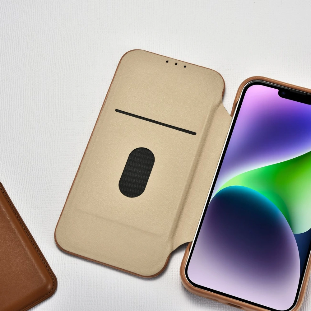 Etui iCarer CE Premium Leather Folio MagSafe Apple iPhone 14 brązowy