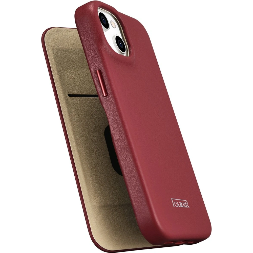 Etui iCarer CE Premium Leather Folio MagSafe Apple iPhone 14 czerwony
