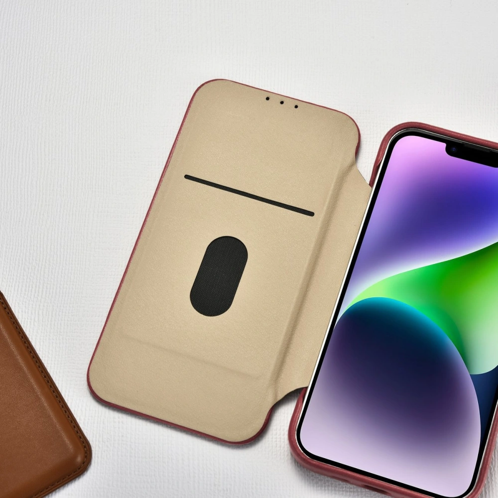 Etui iCarer CE Premium Leather Folio MagSafe Apple iPhone 14 czerwony