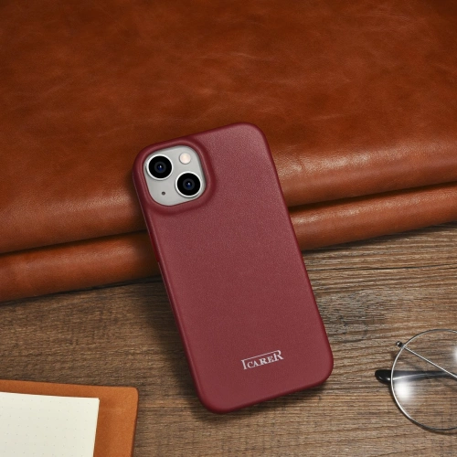 Kup Case iCarer CE Premium Leder Folio MagSafe Apple iPhone 14 rot - ICR399 - {ean13} - Sklep Home Screen