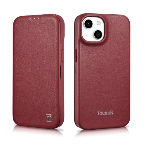 Kup Case iCarer CE Premium Leder Folio MagSafe Apple iPhone 14 rot - ICR399 - {ean13} - Sklep Home Screen