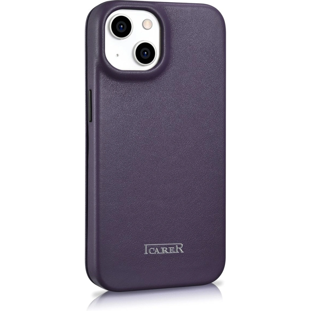 Etui iCarer CE Premium Leather Folio MagSafe Apple iPhone 14 ciemnofioletowy