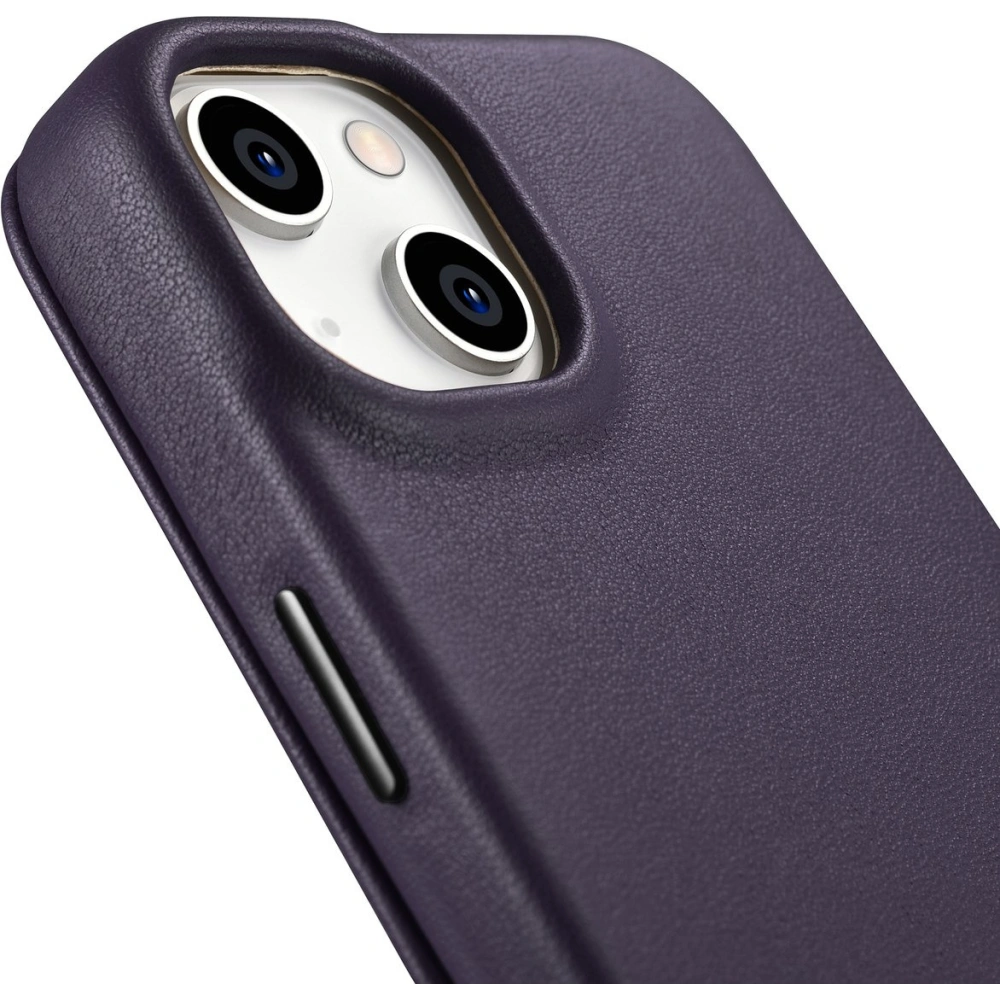 Etui iCarer CE Premium Leather Folio MagSafe Apple iPhone 14 ciemnofioletowy