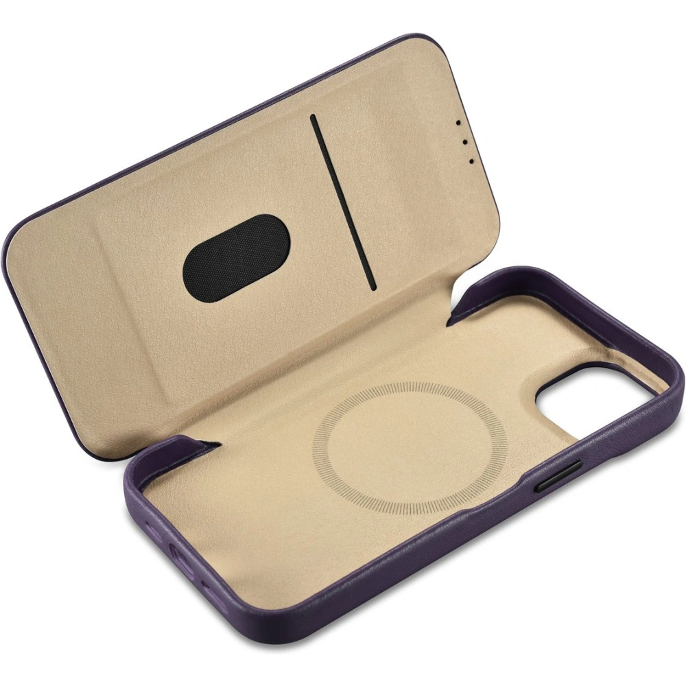Etui iCarer CE Premium Leather Folio MagSafe Apple iPhone 14 ciemnofioletowy