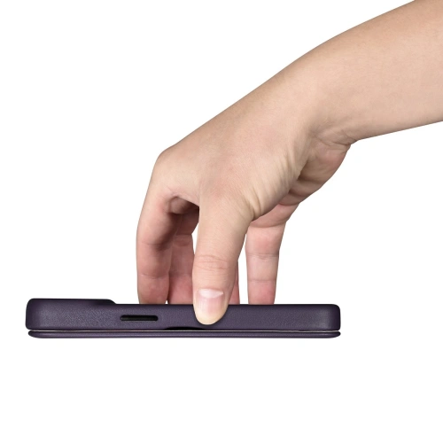 Kup Case iCarer CE Premium Leder Folio MagSafe Apple iPhone 14 dunkelviolett - ICR400 - {ean13} - Sklep Home Screen