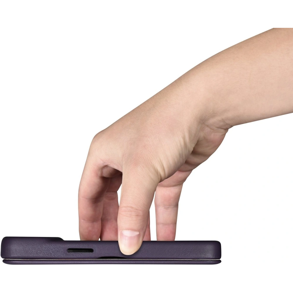 Etui iCarer CE Premium Leather Folio MagSafe Apple iPhone 14 ciemnofioletowy