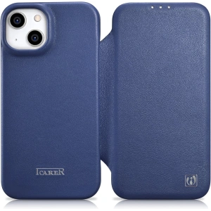 Kup Etui iCarer CE Premium Leather Folio MagSafe Apple iPhone 14 niebieski - ICR402 - {ean13} - Sklep Home Screen