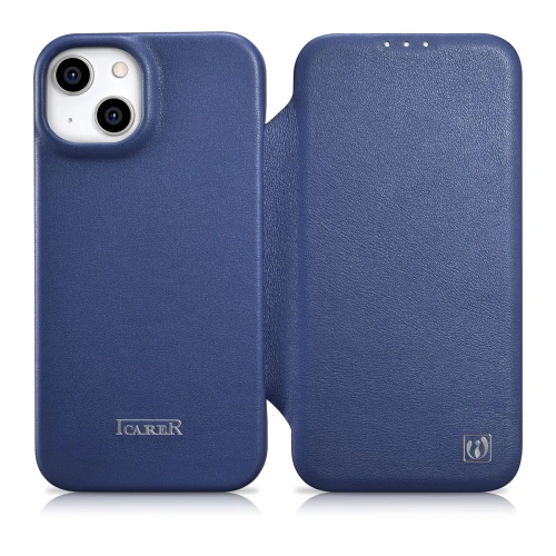 Kup Case iCarer CE Premium Leder Folio MagSafe Apple iPhone 14 blau - ICR402 - {ean13} - Sklep Home Screen
