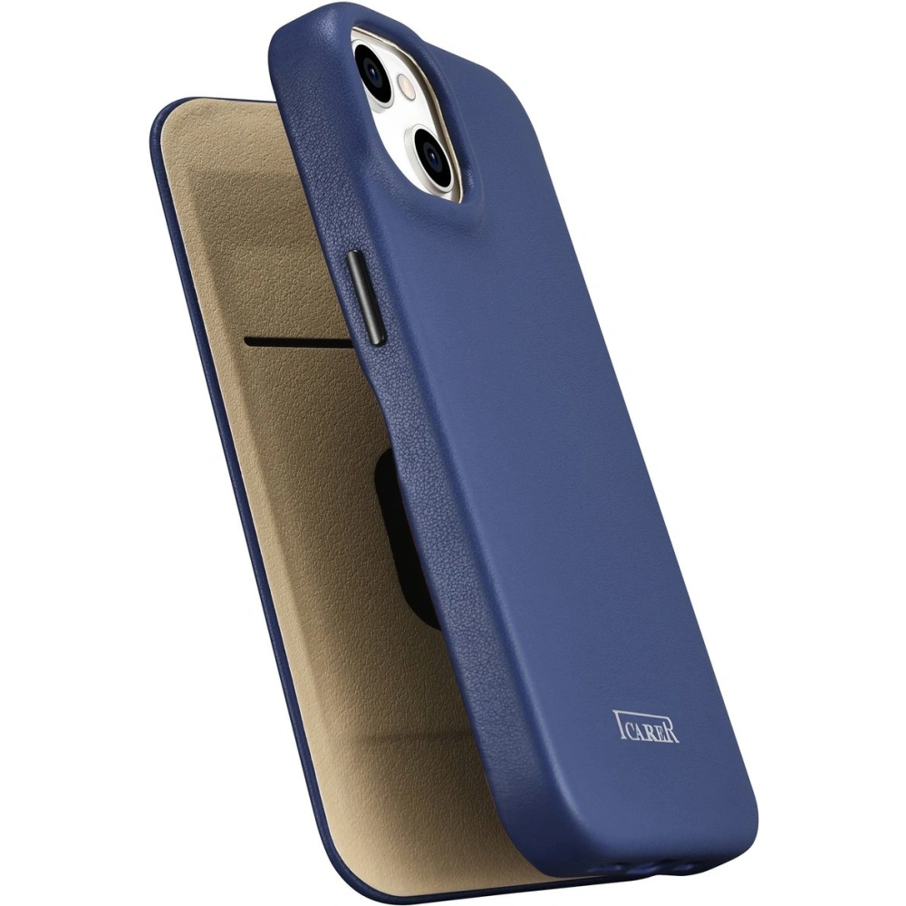 Etui iCarer CE Premium Leather Folio MagSafe Apple iPhone 14 niebieski