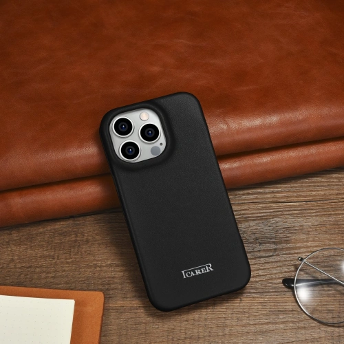 Kup Husă iCarer CE Premium Leather Folio MagSafe Apple iPhone 14 Pro negru - ICR403 - {ean13} - Sklep Home Screen