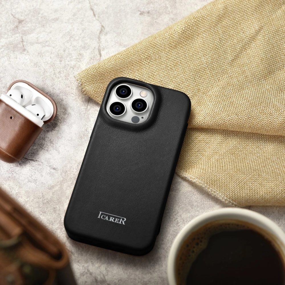 Etui iCarer CE Premium Leather Folio MagSafe Apple iPhone 14 Pro czarny