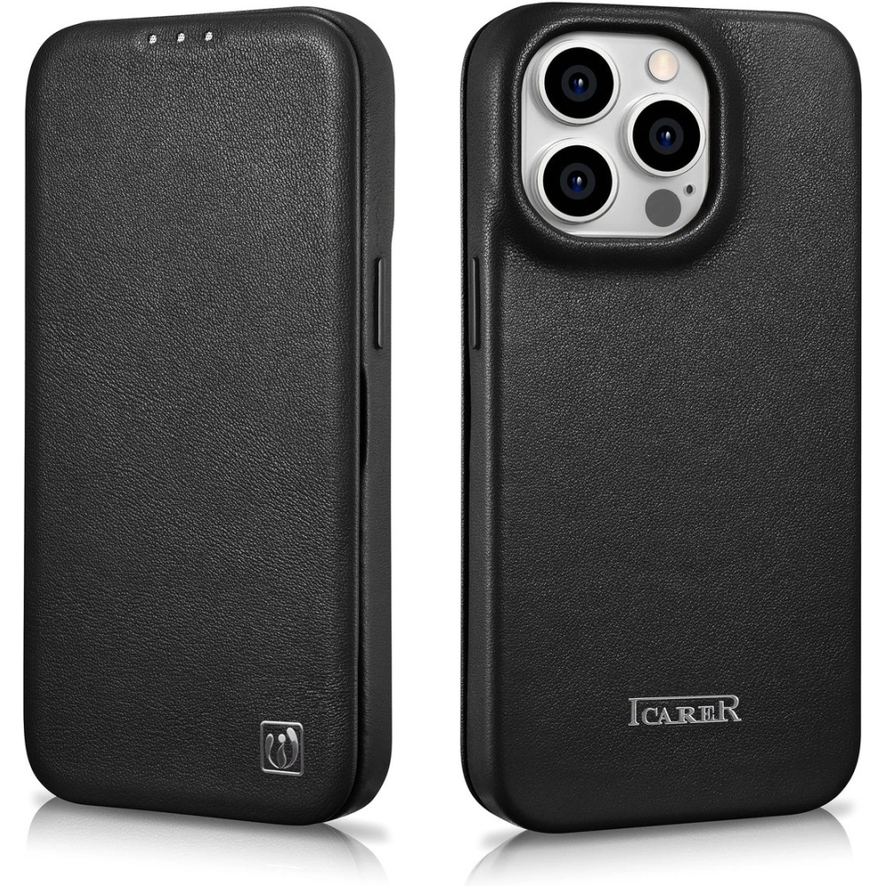 Etui iCarer CE Premium Leather Folio MagSafe Apple iPhone 14 Pro czarny