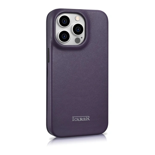 Kup Case iCarer CE Premium Leder Folio MagSafe Apple iPhone 14 Pro dunkelviolett - ICR406 - {ean13} - Sklep Home Screen