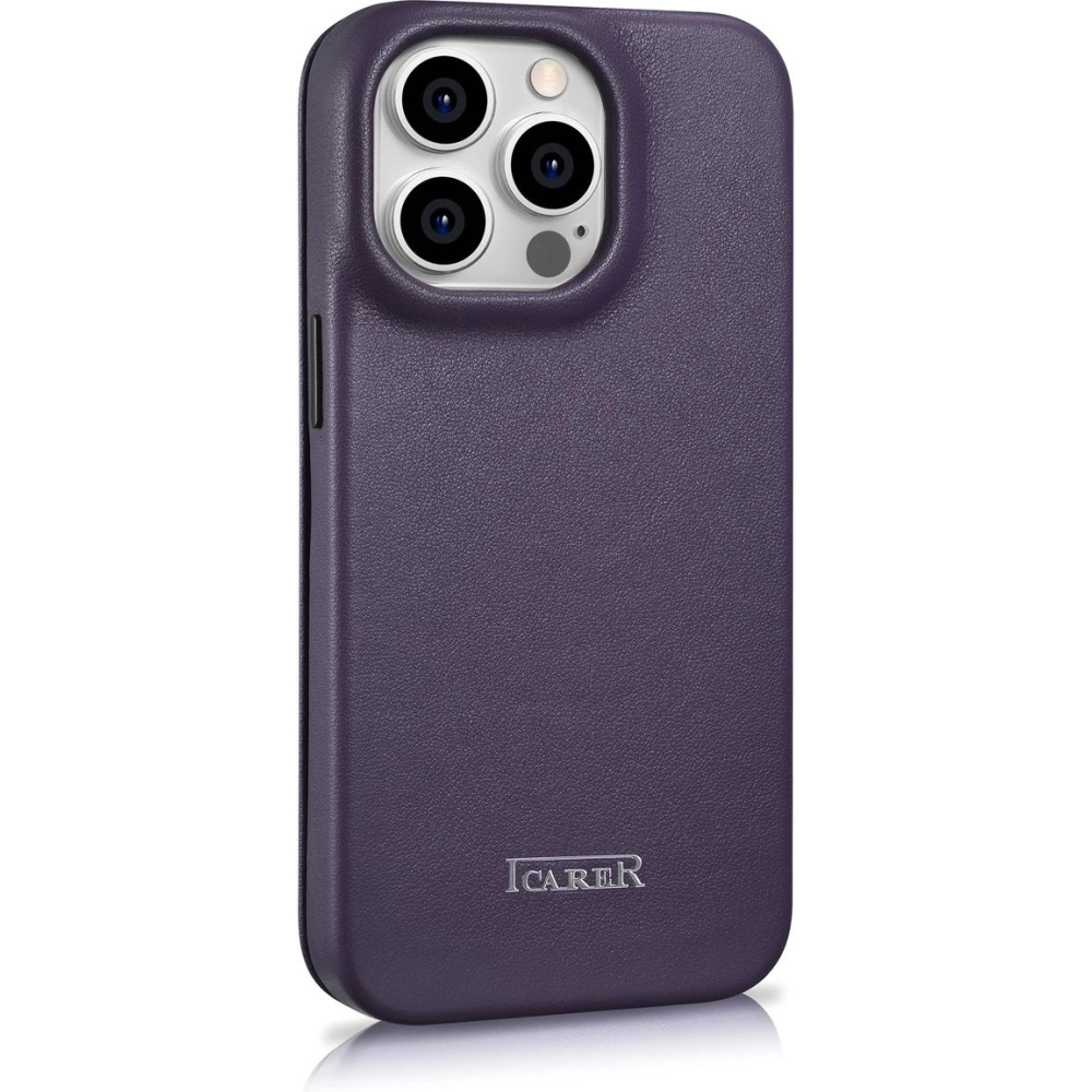 Etui iCarer CE Premium Leather Folio MagSafe Apple iPhone 14 Pro ciemnofioletowy