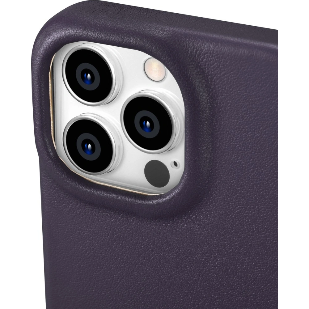 Etui iCarer CE Premium Leather Folio MagSafe Apple iPhone 14 Pro ciemnofioletowy