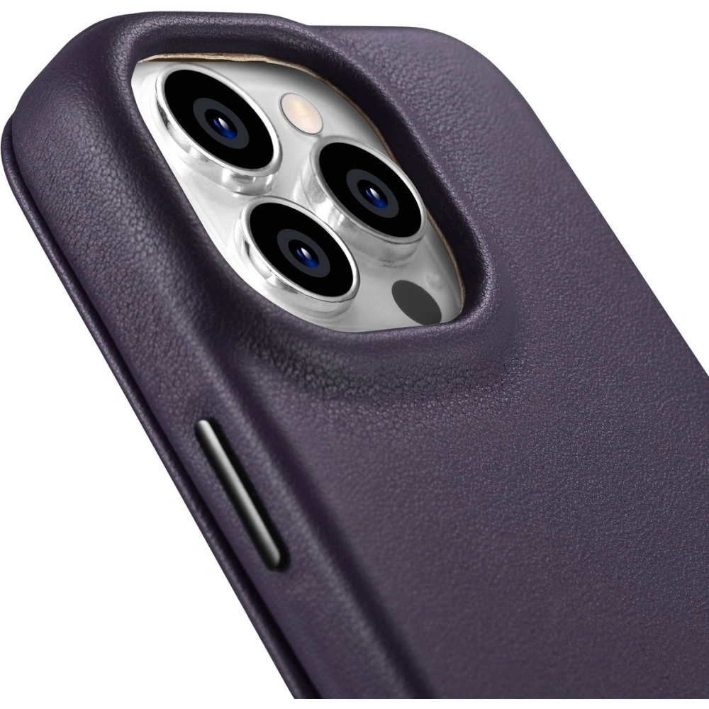 Etui iCarer CE Premium Leather Folio MagSafe Apple iPhone 14 Pro ciemnofioletowy