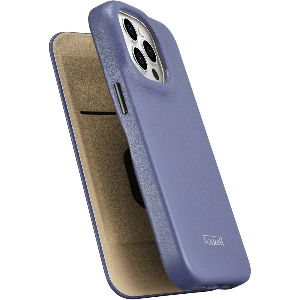 Etui iCarer CE Premium Leather Folio MagSafe Apple iPhone 14 Pro jasnofioletowy