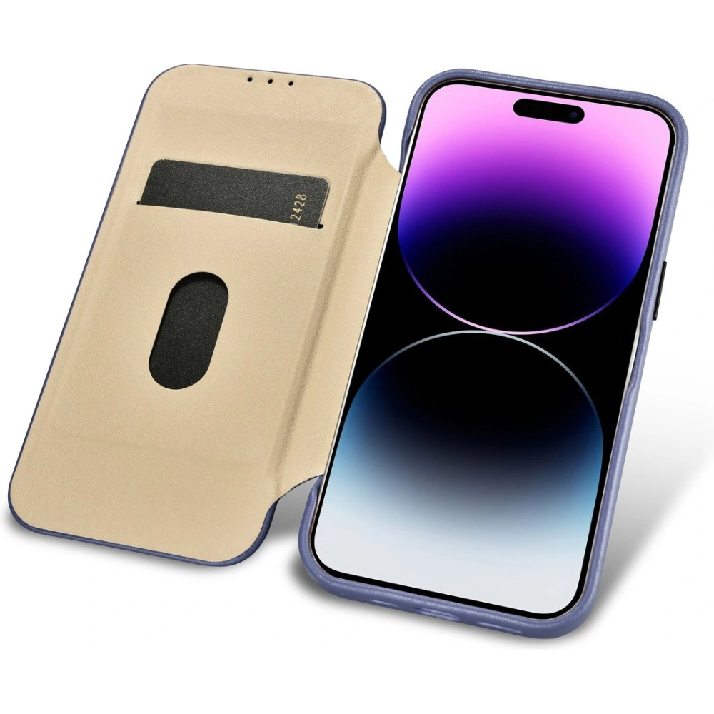 Etui iCarer CE Premium Leather Folio MagSafe Apple iPhone 14 Pro jasnofioletowy