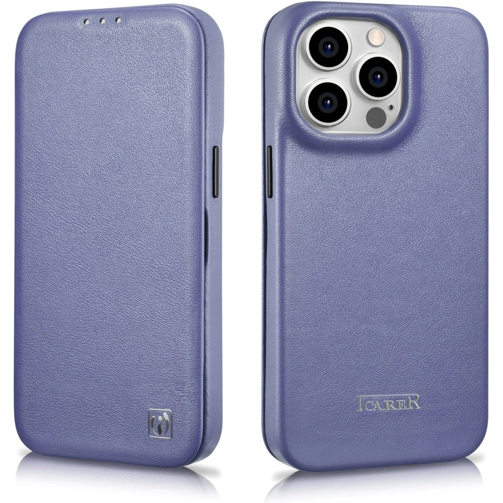 Etui iCarer CE Premium Leather Folio MagSafe Apple iPhone 14 Pro jasnofioletowy