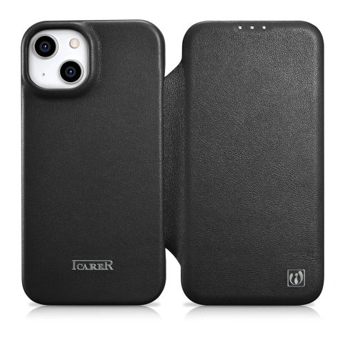 Kup Case iCarer CE Premium Leder Folio MagSafe Apple iPhone 14 Plus / 15 Plus schwarz - ICR409 - {ean13} - Sklep Home Screen