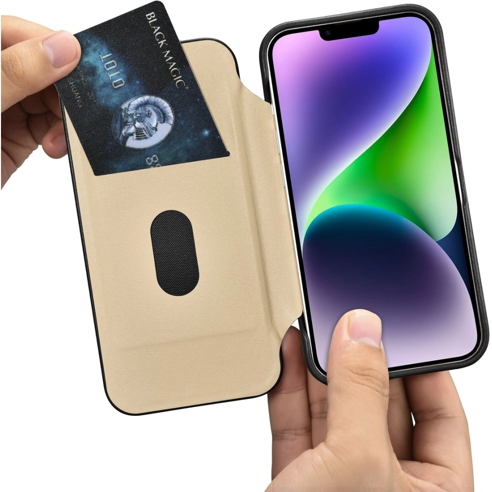 Etui iCarer CE Premium Leather Folio MagSafe Apple iPhone 14 Plus / 15 Plus czarny