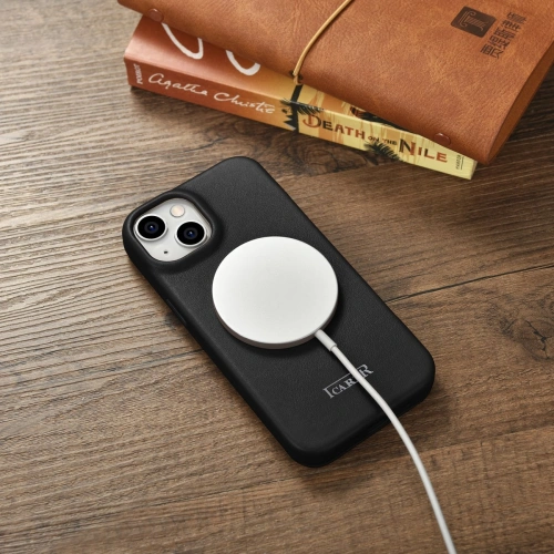 Kup Case iCarer CE Premium Leder Folio MagSafe Apple iPhone 14 Plus / 15 Plus schwarz - ICR409 - {ean13} - Sklep Home Screen