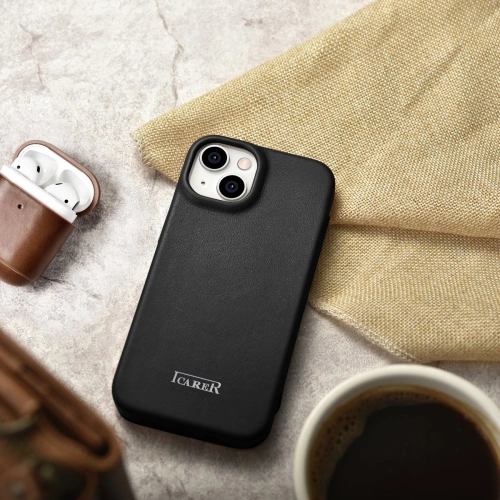 Kup Case iCarer CE Premium Leder Folio MagSafe Apple iPhone 14 Plus / 15 Plus schwarz - ICR409 - {ean13} - Sklep Home Screen