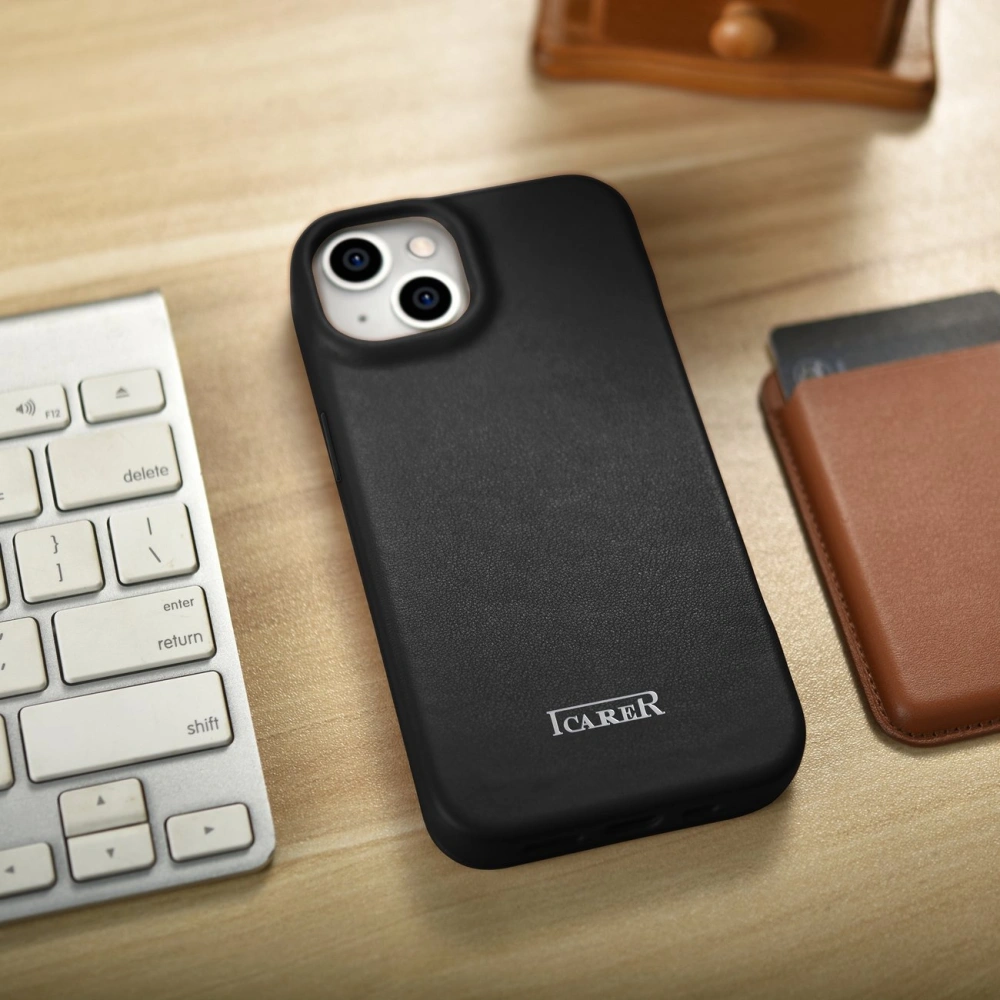 Etui iCarer CE Premium Leather Folio MagSafe Apple iPhone 14 Plus / 15 Plus czarny